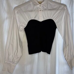 Maeve Long-Sleeve Ruched Tube Twofer Sweater from Anthropologie Size XS